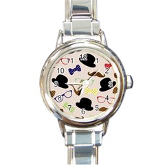 Moustache Hat Bowler Bowler Hat Round Italian Charm Watch by Celenk