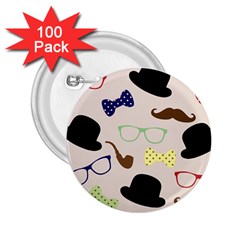 Moustache Hat Bowler Bowler Hat 2 25  Buttons (100 Pack)  by Celenk