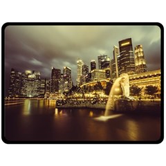 Singapore City Urban Skyline Fleece Blanket (large)  by BangZart