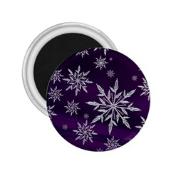 Christmas Star Ice Crystal Purple Background 2 25  Magnets by BangZart