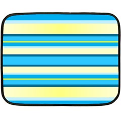 Stripes Yellow Aqua Blue White Fleece Blanket (mini) by BangZart