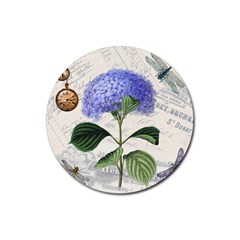 Vintage Shabby Chic Dragonflies Rubber Coaster (round) 