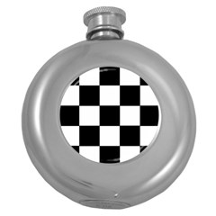 Grid Domino Bank And Black Round Hip Flask (5 Oz) by BangZart