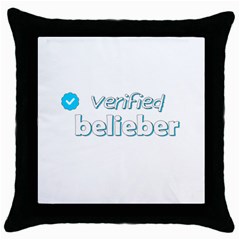 Verified Belieber Throw Pillow Case (black) by Valentinaart