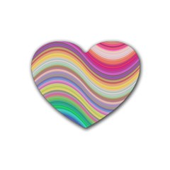 Wave Background Happy Design Heart Coaster (4 Pack)  by BangZart