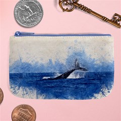 Whale Watercolor Sea Large Coin Purse by BangZart