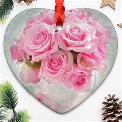 Pink Roses Heart Ornament (two Sides) by NouveauDesign