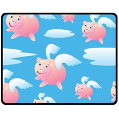 Flying Piggys Pattern Fleece Blanket (medium)  by Bigfootshirtshop