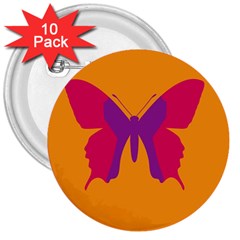 Butterfly Wings Insect Nature 3  Buttons (10 Pack)  by Celenk