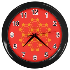 Pentagon Cells Chemistry Yellow Wall Clocks (black) by Celenk