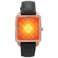 Pattern Retired Background Orange Rose Gold Leather Watch 