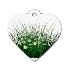 Spring Flowers Grass Meadow Plant Dog Tag Heart (one Side)