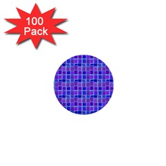 Background Mosaic Purple Blue 1  Mini Buttons (100 Pack)  by Celenk