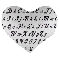 Font Lettering Alphabet Writing Large 19  Premium Heart Shape Cushions by Celenk