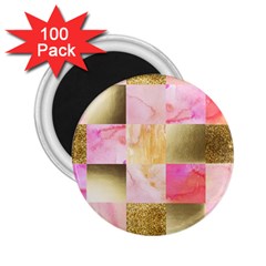 Collage Gold And Pink 2 25  Magnets (100 Pack)  by NouveauDesign