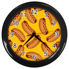 Hot Dog Seamless Pattern Wall Clocks (black) by Celenk