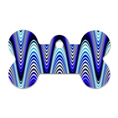 Waves Wavy Blue Pale Cobalt Navy Dog Tag Bone (one Side) by Celenk