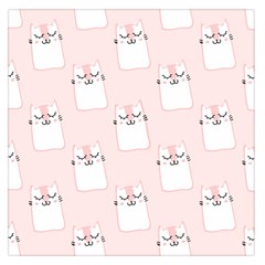 Pattern Cat Pink Cute Sweet Fur Large Satin Scarf (square)