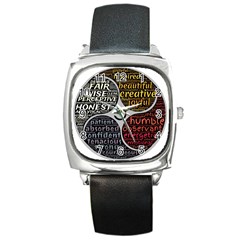 Person Character Characteristics Square Metal Watch by Celenk