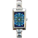 Mandala Blue Abstract Circle Rectangle Italian Charm Watch Front