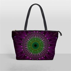 Purple Mandala Fractal Glass Shoulder Handbags by Celenk