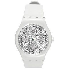 Mandala Pattern Line Art Round Plastic Sport Watch (m) by Celenk