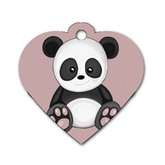 Cute Panda Dog Tag Heart (two Sides) by Valentinaart