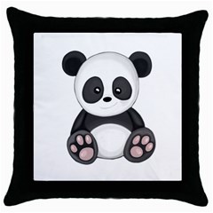 Cute Panda Throw Pillow Case (black) by Valentinaart