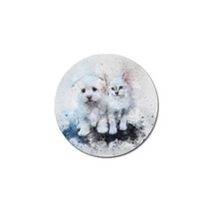 Cat Dog Cute Art Abstract Golf Ball Marker by Celenk