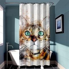 Cat Animal Art Abstract Watercolor Shower Curtain 36  X 72  (stall)  by Celenk