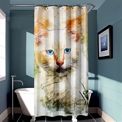 Cat Animal Art Abstract Watercolor Shower Curtain 36  X 72  (stall)  by Celenk