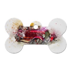 Car Old Car Art Abstract Dog Tag Bone (one Side)