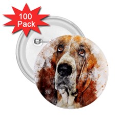 Dog Basset Pet Art Abstract 2 25  Buttons (100 Pack)  by Celenk