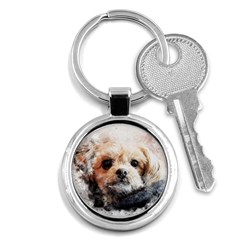 Dog Animal Pet Art Abstract Key Chains (round)  by Celenk