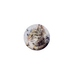 Cat Animal Art Abstract Watercolor 1  Mini Buttons by Celenk