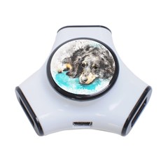 Dog Animal Art Abstract Watercolor 3-port Usb Hub