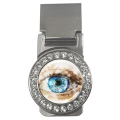 Eye Blue Girl Art Abstract Money Clips (cz)  by Celenk