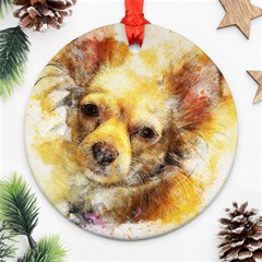 Dog Animal Art Abstract Watercolor Ornament (round)