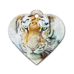 Tiger Animal Art Abstract Dog Tag Heart (two Sides) by Celenk