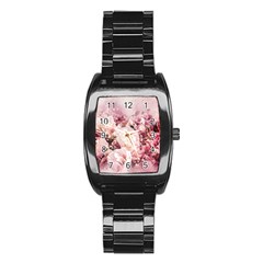 Flowers Bouquet Art Abstract Stainless Steel Barrel Watch by Celenk