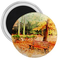 Tree Park Bench Art Abstract 3  Magnets