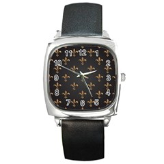 Fleur De Lis Square Metal Watch by NouveauDesign