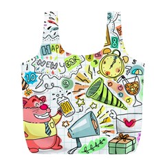 Doodle New Year Party Celebration Full Print Recycle Bags (l)  by Celenk