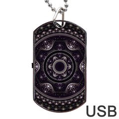 Fractal Mandala Circles Purple Dog Tag Usb Flash (one Side)