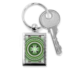 Fractal Mandala Green Purple Key Chains (rectangle)  by Celenk