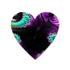 Fractals Spirals Black Colorful Heart Magnet by Celenk