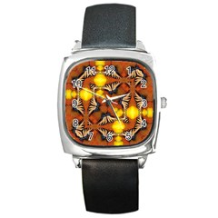 Dancing Butterfly Kaleidoscope Square Metal Watch by Celenk