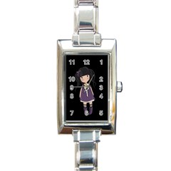 Dolly Girl In Purple Rectangle Italian Charm Watch by Valentinaart