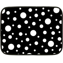 White On Black Polka Dot Pattern Fleece Blanket (mini)