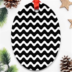 Wave Pattern Wavy Halftone Oval Ornament (two Sides) by Celenk